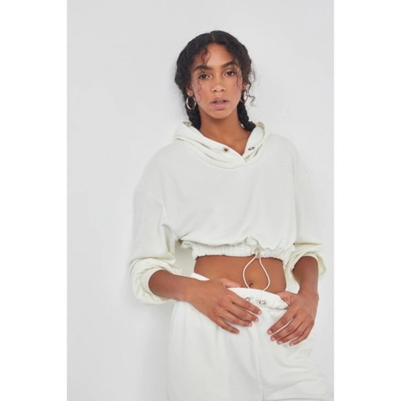 For Love And Lemons Tops - For Love & Lemons For Ellie Love and Leisure Cream Crop Top Hoodie